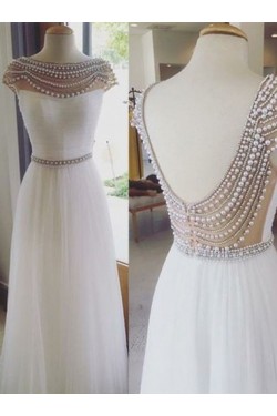 Long Blue Beaded Chiffon Floor-Length Wedding Party Dresses Bridesmaid Dresses 3010063