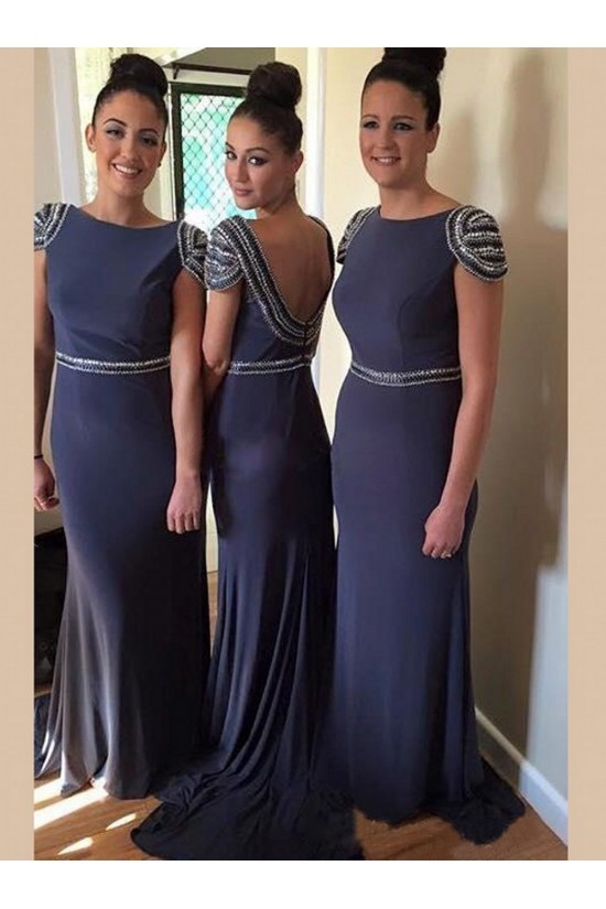 Cap-Sleeves Beaded Long Wedding Party Dresses Bridesmaid Dresses 3010064 Cap-Sleeves Beaded Long Wedding Party Dresses Bridesmaid Dresses 3010064