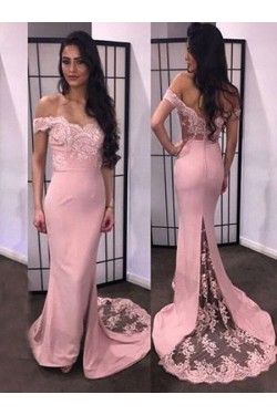 Trumpet/Mermaid Off-the-Shoulder Lace Wedding Party Dresses Bridesmaid Dresses 3010083