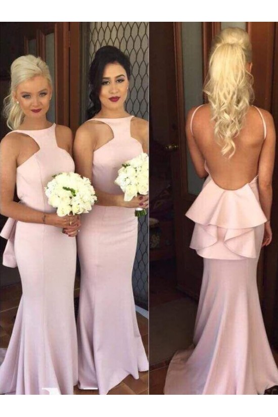 Trumpet/Mermaid Long Backless Wedding Party Dresses Bridesmaid Dresses 3010085