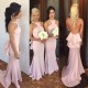 Trumpet/Mermaid Long Backless Wedding Party Dresses Bridesmaid Dresses 3010085