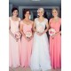 Cap-Sleeves Long Chiffon Wedding Party Dresses Bridesmaid Dresses 3010087