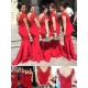 Trumpet/Mermaid Cap-Sleeves V-neck Lace Long Red Wedding Party Dresses Bridesmaid Dresses 3010092 Trumpet/Mermaid Cap-Sleeves V-neck Lace Long Red Wedding Party Dresses Bridesmaid Dresses 3010092