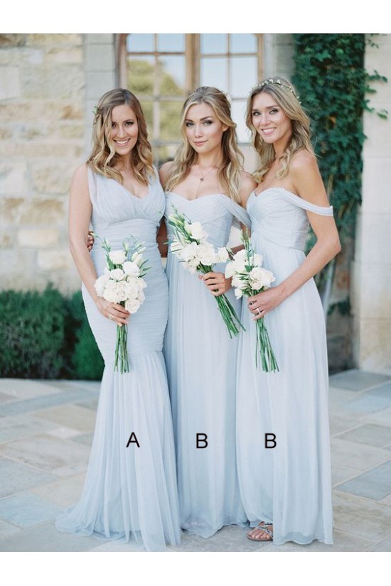 A Line Ruched Chiffon Pale Light Blue Bridesmaid Gowns Off the Shoulder Sweetheart Neckline Floor Length 3010098 A Line Ruched Chiffon Pale Light Blue Bridesmaid Gowns Off the Shoulder Sweetheart Neckline Floor Length 3010098