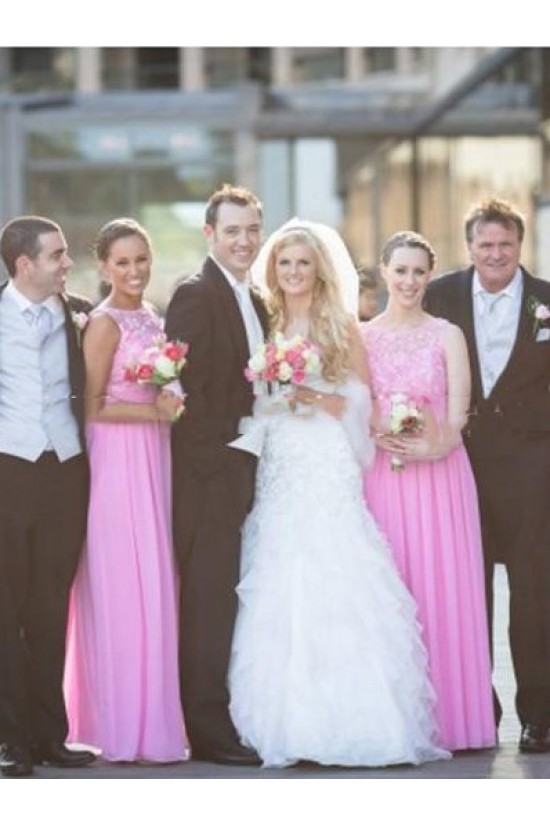 Long Pink Lace Chiffon Wedding Guest Dresses Bridesmaid Dresses 3010202 Long Pink Lace Chiffon Wedding Guest Dresses Bridesmaid Dresses 3010202