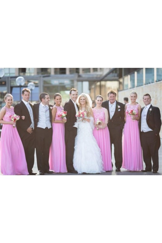 Long Pink Lace Chiffon Wedding Guest Dresses Bridesmaid Dresses 3010202 Long Pink Lace Chiffon Wedding Guest Dresses Bridesmaid Dresses 3010202