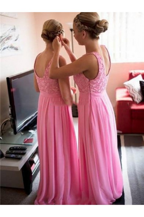 Long Pink Lace Chiffon Wedding Guest Dresses Bridesmaid Dresses 3010202 Long Pink Lace Chiffon Wedding Guest Dresses Bridesmaid Dresses 3010202