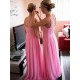 Long Pink Lace Chiffon Wedding Guest Dresses Bridesmaid Dresses 3010202 Long Pink Lace Chiffon Wedding Guest Dresses Bridesmaid Dresses 3010202
