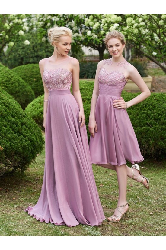 A-Line Lace Chiffon Illusion Neckline Long Wedding Guest Dresses Bridesmaid Dresses 3010219 A-Line Lace Chiffon Illusion Neckline Long Wedding Guest Dresses Bridesmaid Dresses 3010219