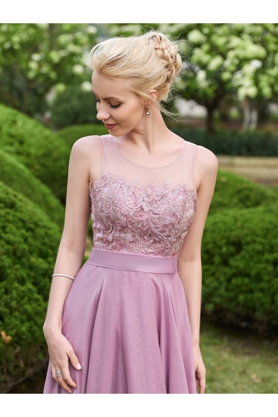 A-Line Lace Chiffon Illusion Neckline Long Wedding Guest Dresses Bridesmaid Dresses 3010219 A-Line Lace Chiffon Illusion Neckline Long Wedding Guest Dresses Bridesmaid Dresses 3010219
