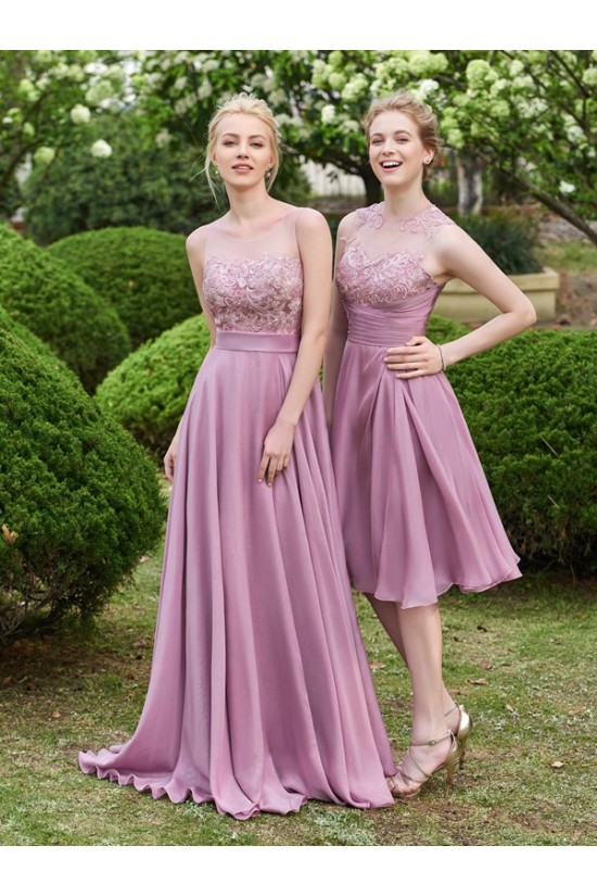 A-Line Lace Chiffon Illusion Neckline Long Wedding Guest Dresses Bridesmaid Dresses 3010219 A-Line Lace Chiffon Illusion Neckline Long Wedding Guest Dresses Bridesmaid Dresses 3010219