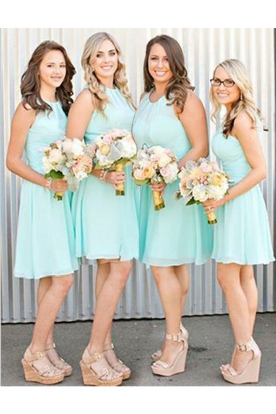 A-Line Short Blue Chiffon Wedding Guest Dresses Bridesmaid Dresses 3010221 A-Line Short Blue Chiffon Wedding Guest Dresses Bridesmaid Dresses 3010221