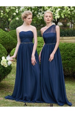 A-Line Long Navy Wedding Guest Dresses Bridesmaid Dresses 3010230