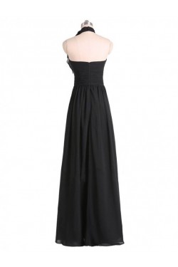 A-Line Halter Burgundy Chiffon Wedding Guest Dresses Bridesmaid Dresses 3010237