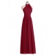 A-Line Halter Burgundy Chiffon Wedding Guest Dresses Bridesmaid Dresses 3010237