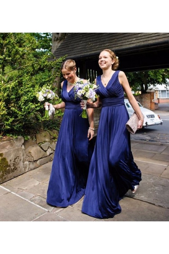 Long Blue V-Neck Wedding Guest Dresses Bridesmaid Dresses 3010254 Long Blue V-Neck Wedding Guest Dresses Bridesmaid Dresses 3010254