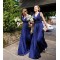 Long Blue V-Neck Wedding Guest Dresses Bridesmaid Dresses 3010254