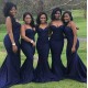 Mermaid Spaghetti Straps Navy Blue Long Bridesmaid Dresses 3010305 Mermaid Spaghetti Straps Navy Blue Long Bridesmaid Dresses 3010305
