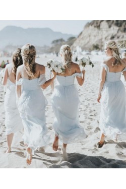 A-Line Chiffon Off-the-Shoulder Long Bridesmaid Dresses 3010335