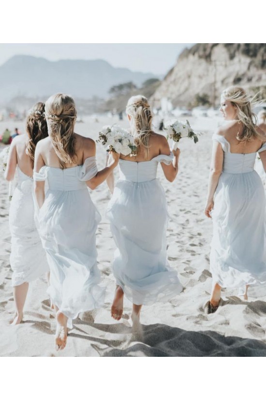 A-Line Chiffon Off-the-Shoulder Long Bridesmaid Dresses 3010335
