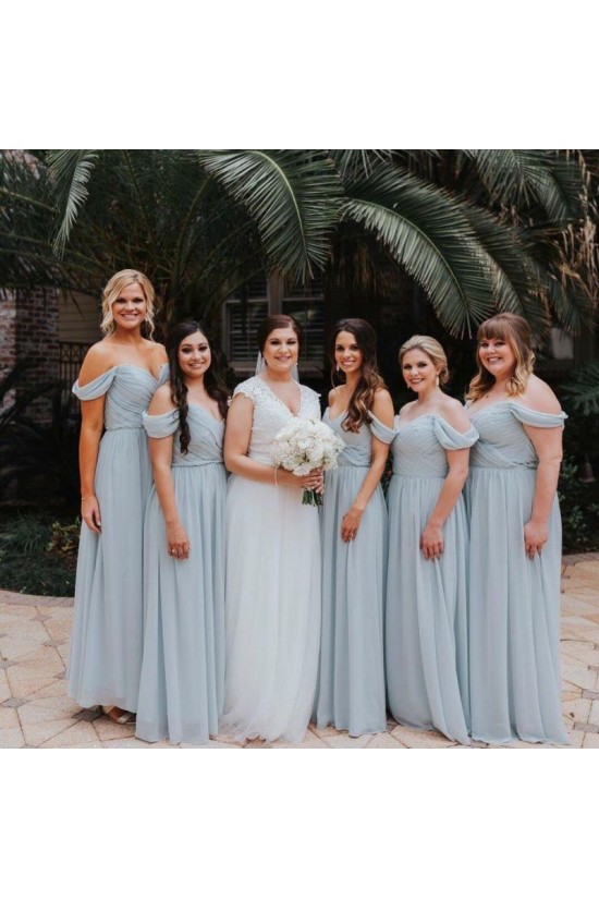 A-Line Chiffon Off-the-Shoulder Long Bridesmaid Dresses 3010335