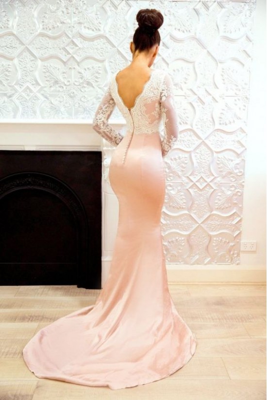 Mermaid Lace Long Sleeves Long Bridesmaid Dresses 3010344 Mermaid Lace Long Sleeves Long Bridesmaid Dresses 3010344