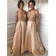 A-Line Beaded Off-the-Shoulder Long Bridesmaid Dresses 3010347