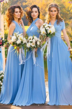 A-Line Chiffon Long Bridesmaid Dresses 3010377