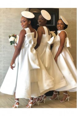 A-Line White Lace Bridesmaid Dresses 3010386