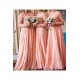 A-Line Long Sleeves Lace and Chiffon Long Bridesmaid Dresses 3010394