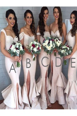 Mermaid Sequins Off-the-Shoulder Floor Length Bridesmaid Dresses 3010414