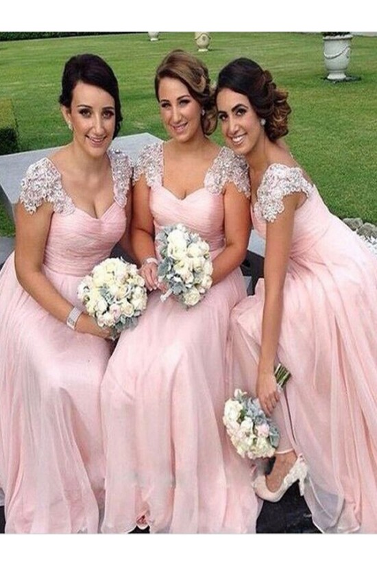 A-Line Lace and Chiffon Floor Length Bridesmaid Dresses 3010420 A-Line Lace and Chiffon Floor Length Bridesmaid Dresses 3010420