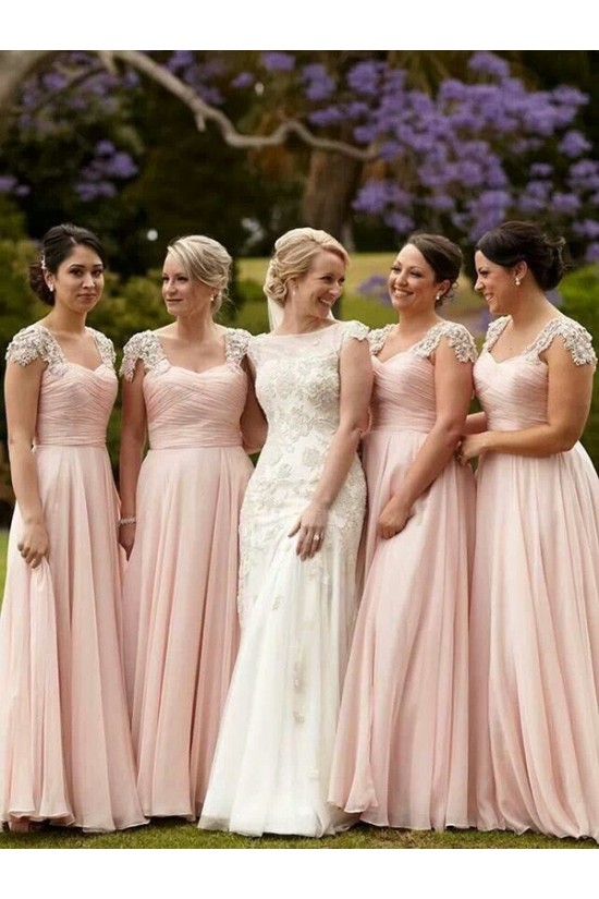 A-Line Lace and Chiffon Floor Length Bridesmaid Dresses 3010420 A-Line Lace and Chiffon Floor Length Bridesmaid Dresses 3010420