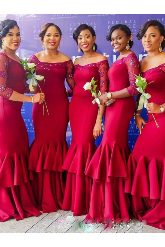 Mermaid Beaded Off-the-Shoulder Floor Length Bridesmaid Dresses 3010422 Mermaid Beaded Off-the-Shoulder Floor Length Bridesmaid Dresses 3010422
