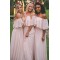 Long Pink Chiffon Floor Length Bridesmaid Dresses 3010460