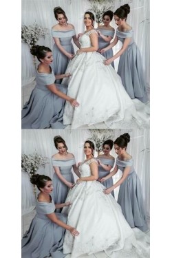 A-Line Off-the-Shoulder Floor Length Bridesmaid Dresses 3010463