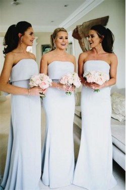Mermaid Strapless Long Floor Length Bridesmaid Dresses 3010490