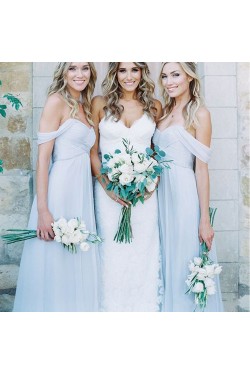 A-Line Chiffon Off-the-Shoulder Floor Length Bridesmaid Dresses 3010506