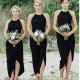 Sheath Black Bridesmaid Dresses 3010507
