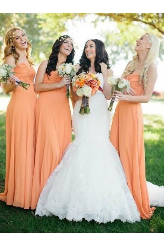 A-Line Long Chiffon Floor Length Bridesmaid Dresses 3010518