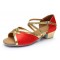 Women's Kids' Red Satin Sandals Flats Latin Dance Shoes Chunky Heels Dance Shoes D601004