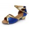Women's Kids' Blue Satin Sandals Flats Latin Dance Shoes Chunky Heels Dance Shoes D601005