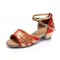 Women's Kids' Red Satin Gold Sparkling Glitter Flats Sandals Latin Dance Shoes Flower Girl Shoes D601007