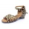 Women's Kids' Heels Sandals Latin With Ankle Strap Leopard Satin Dance Shoes D601011