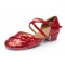 Women's Kids' Red Sparkling Glitter Flats Latin Dance Shoes Chunky Heels Modern Dance Shoes D601027