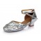 Women's Kids' Silver Sparkling Glitter Flats Latin Modern Dance Shoes Chunky Heels Wedding Party Shoes D601029