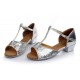 Women's Kids' Silver Sparkling Glitter Flats Latin Salsa T-Strap Dance Shoes Chunky Heels Wedding Party Shoes D601038