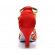Women's Red Gold Satin Heels Sandals Latin Salsa With Ankle Strap Dance Shoes D602008