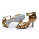 Women's Gold Leatherette Heels Sandals Latin Salsa With Ankle Strap Dance Shoes D602021