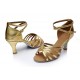 Women's Gold Leatherette Heels Sandals Latin Salsa With Ankle Strap Dance Shoes D602021